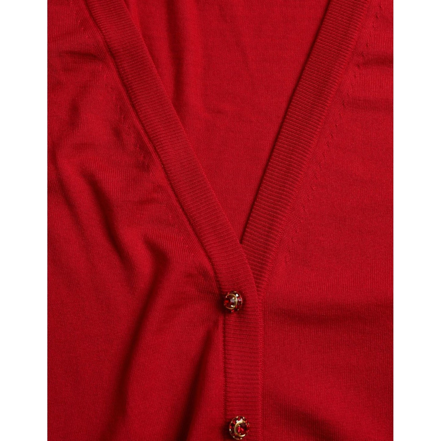 Dolce & Gabbana Elegant Red V-Neck Wool Cardigan elegant-red-v-neck-wool-cardigan