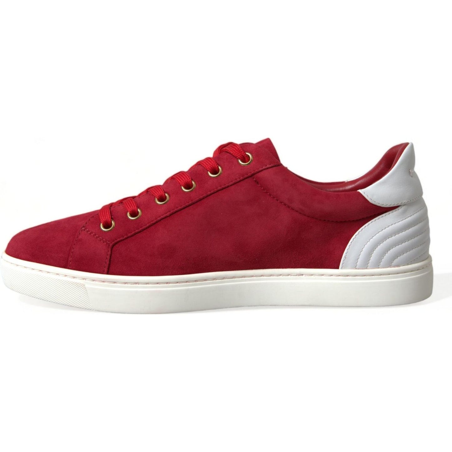 Dolce & Gabbana Elegant Red & White Leather Sneakers red-suede-leather-low-top-sneakers-shoes