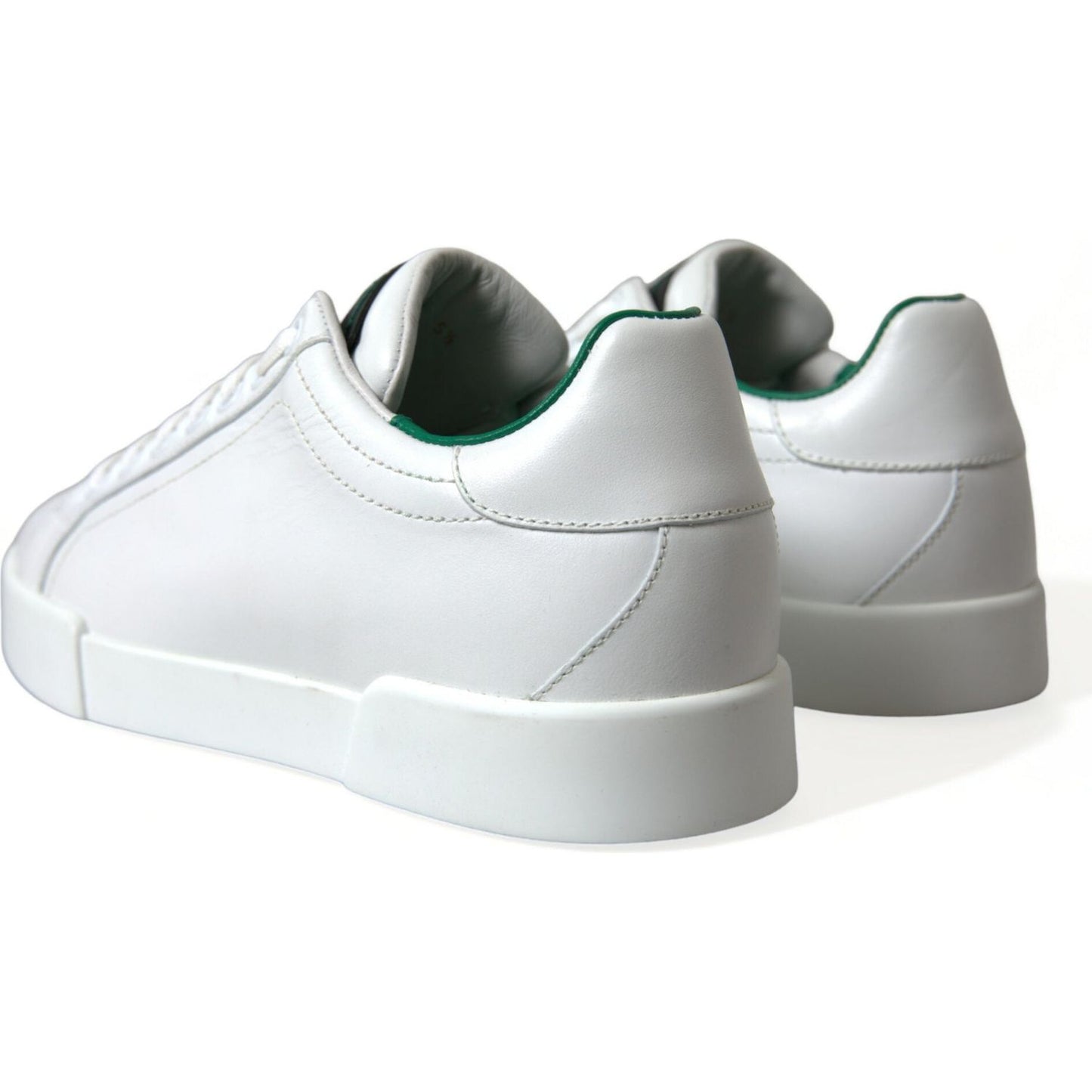 Dolce & Gabbana Elegant Portofino Calfskin Sneakers white-green-leather-portofino-sneakers-shoes