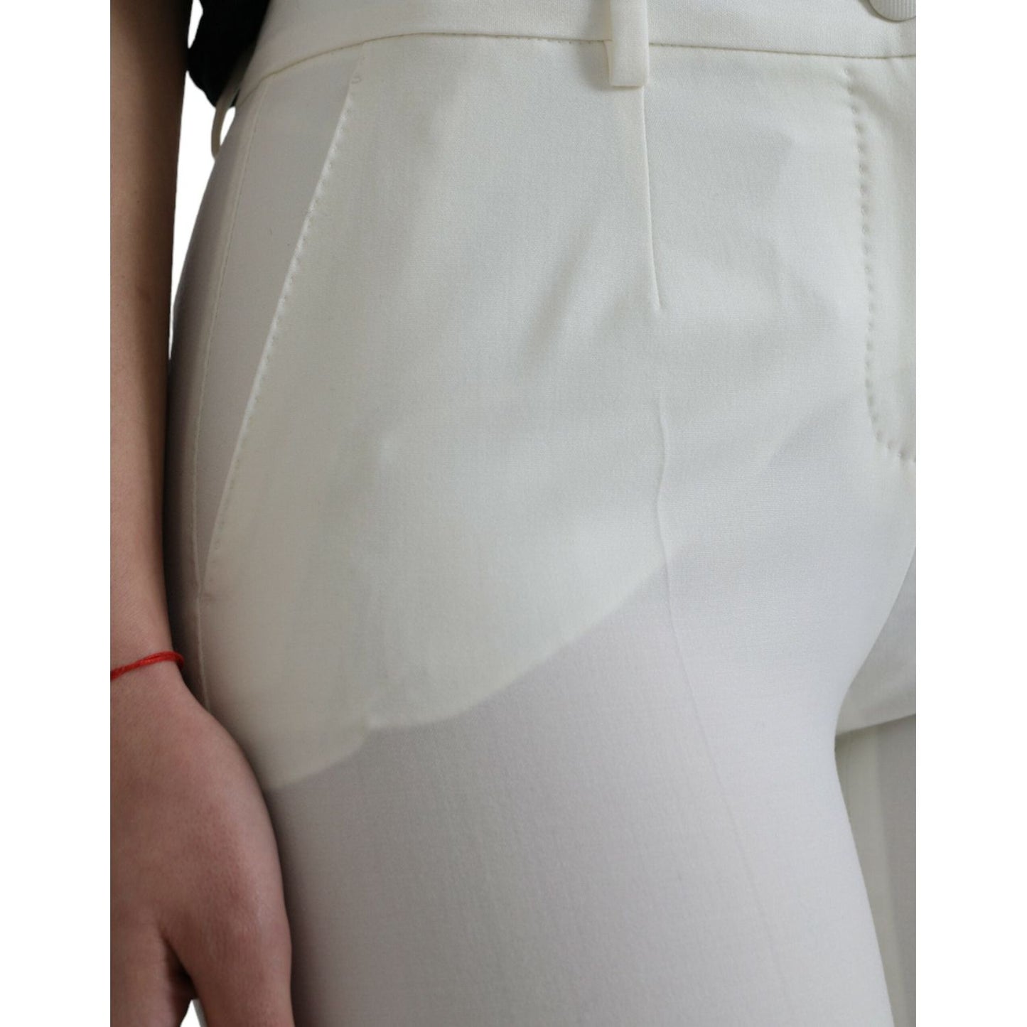 Dolce & Gabbana Elegant White Mid-Waist Tapered Pants elegant-white-mid-waist-tapered-pants