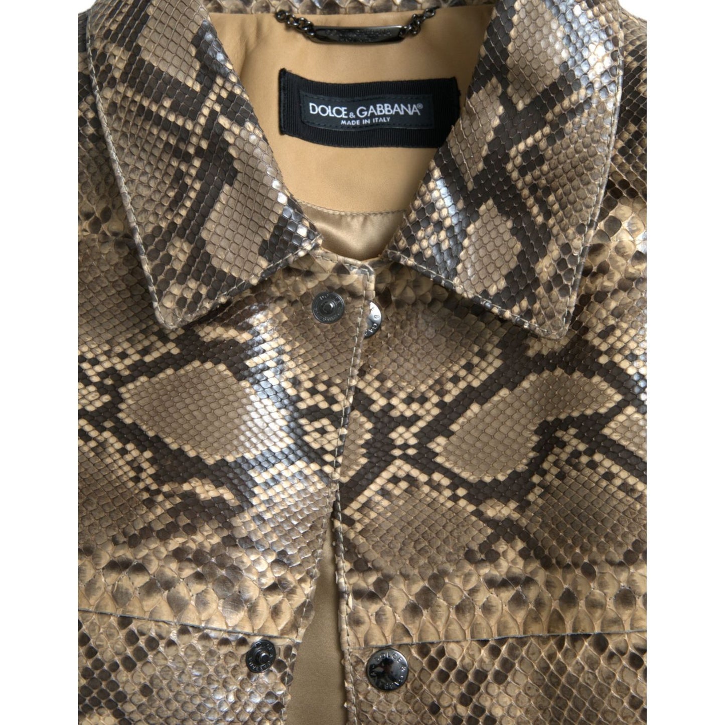 Dolce & Gabbana Beige Exotic Leather Biker Blouson Jacket beige-exotic-leather-biker-blouson-jacket