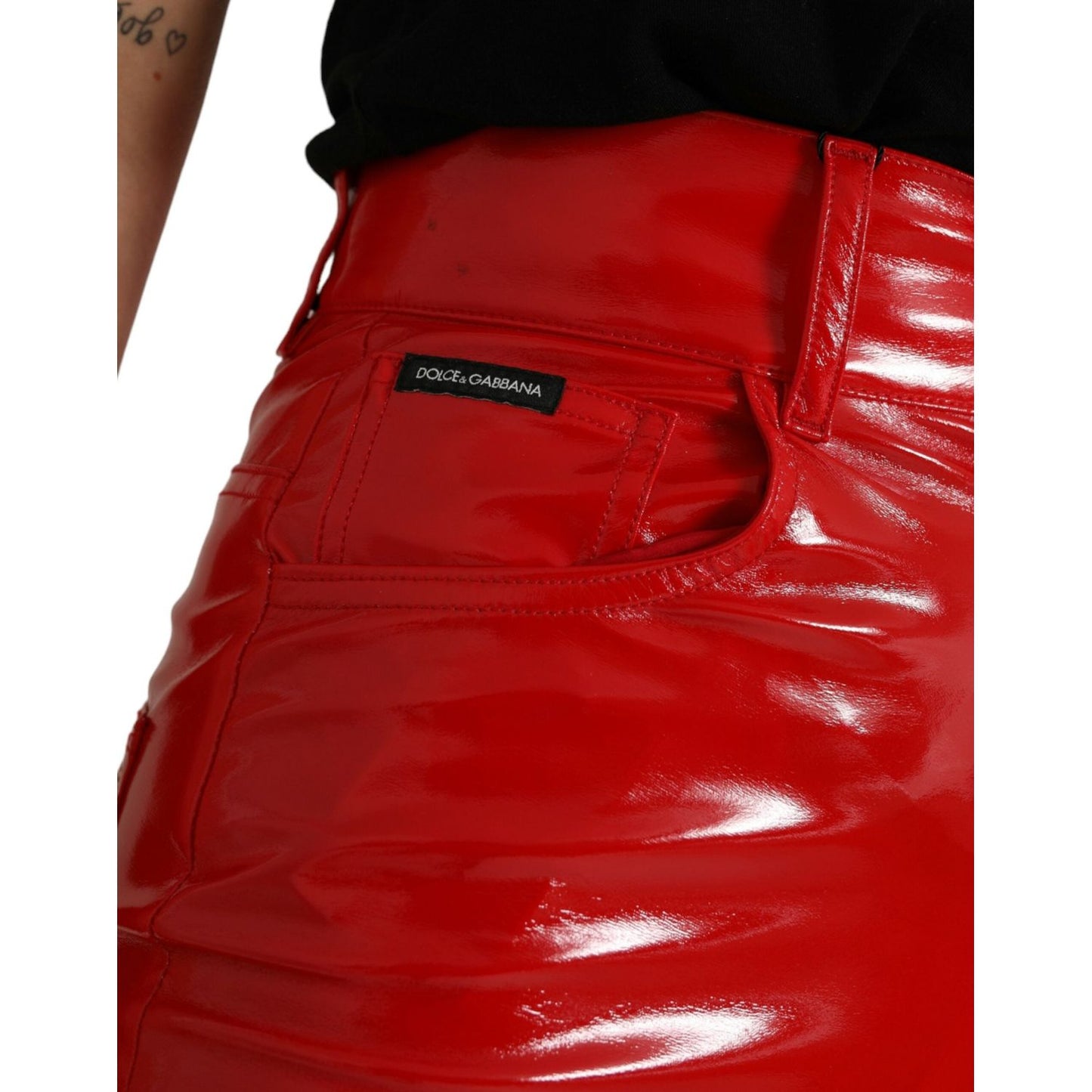 Dolce & Gabbana Chic Red High Waist Skinny Pants chic-red-high-waist-skinny-pants