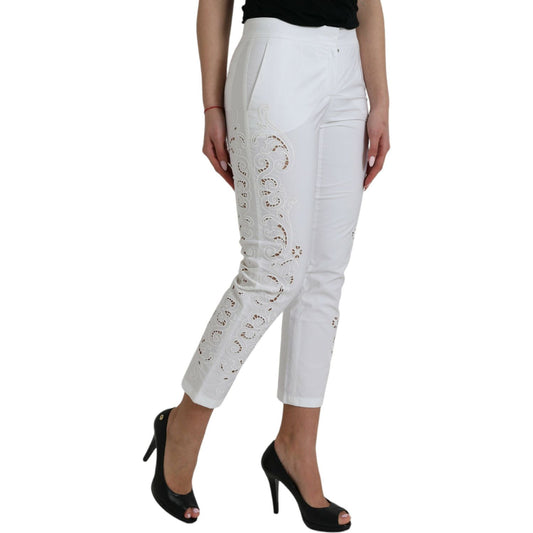 Dolce & GabbanaElegant White Tapered Mid Waist PantsMcRichard Designer Brands£1209.00