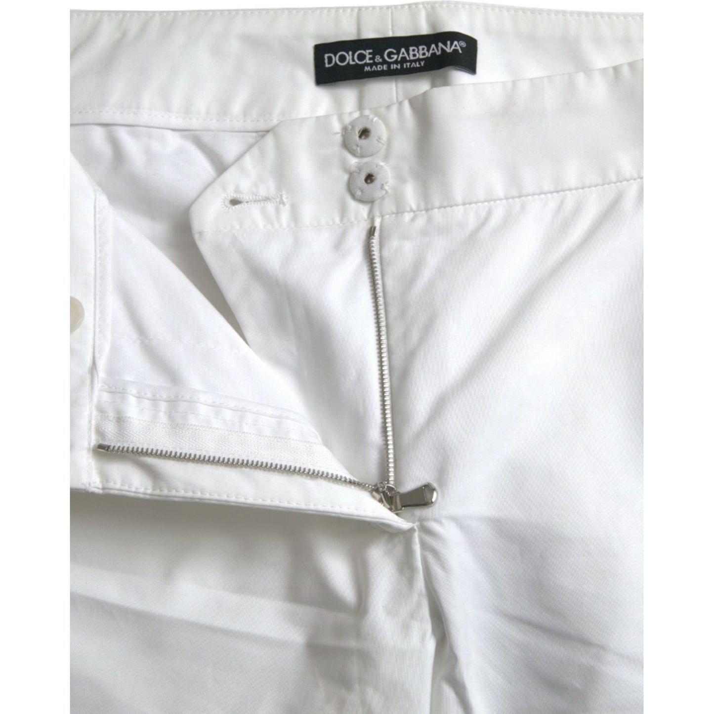 Dolce & Gabbana Elegant White Tapered Mid Waist Pants elegant-white-tapered-mid-waist-pants
