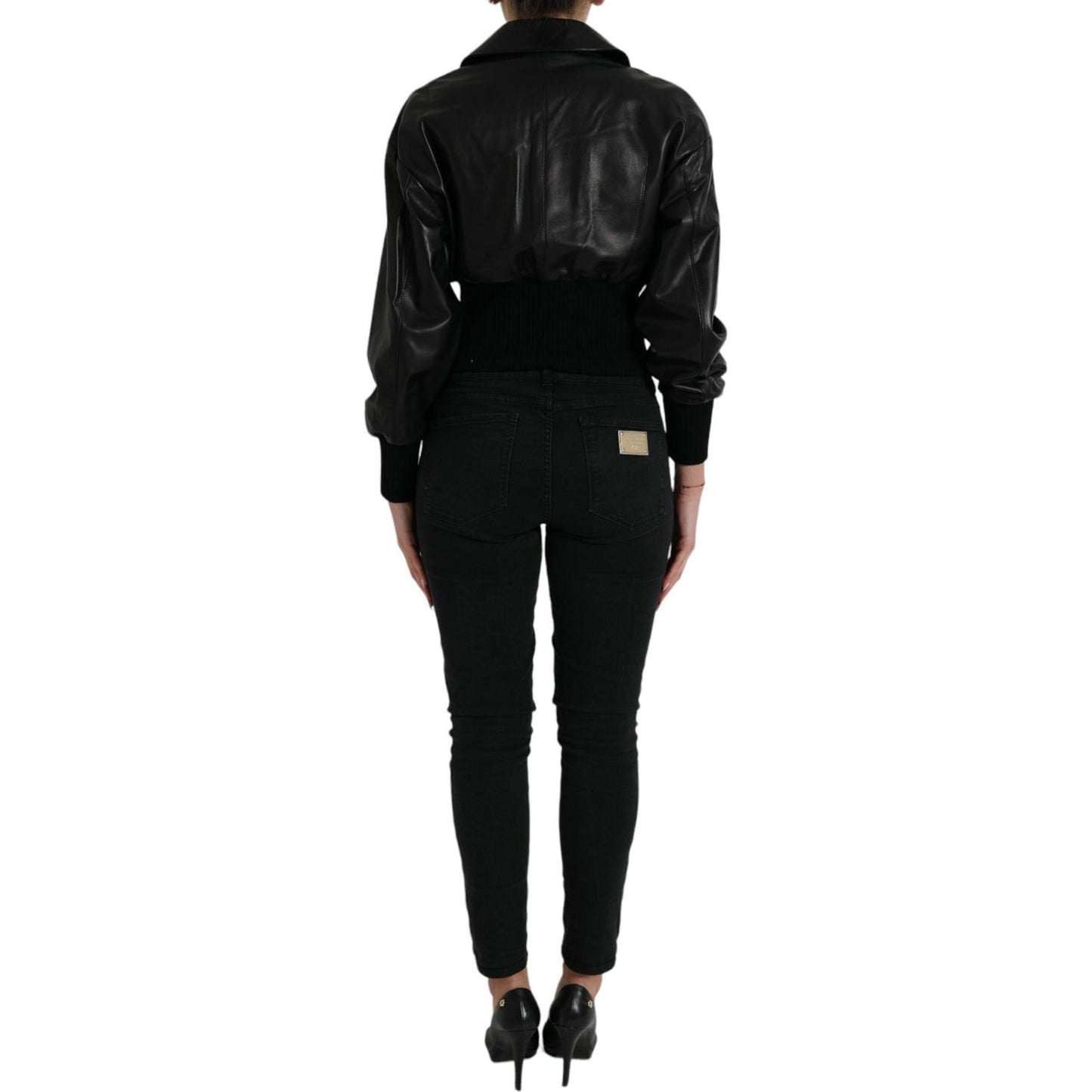 Dolce & Gabbana Elegant Black Leather Blouson Jacket elegant-black-leather-blouson-jacket