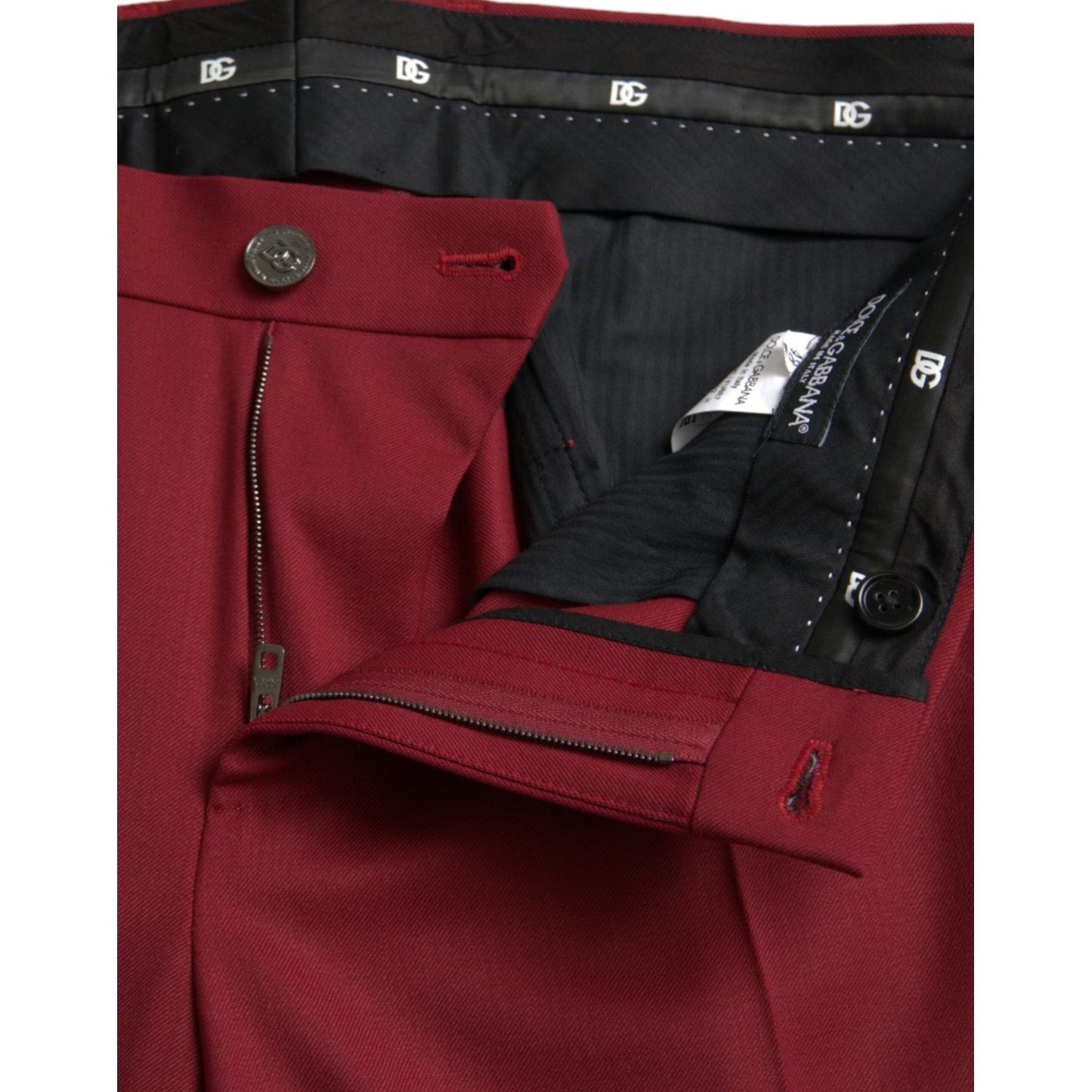 Dolce & Gabbana Red Wool Men Slim Fit Dress Pants red-wool-men-slim-fit-dress-pants
