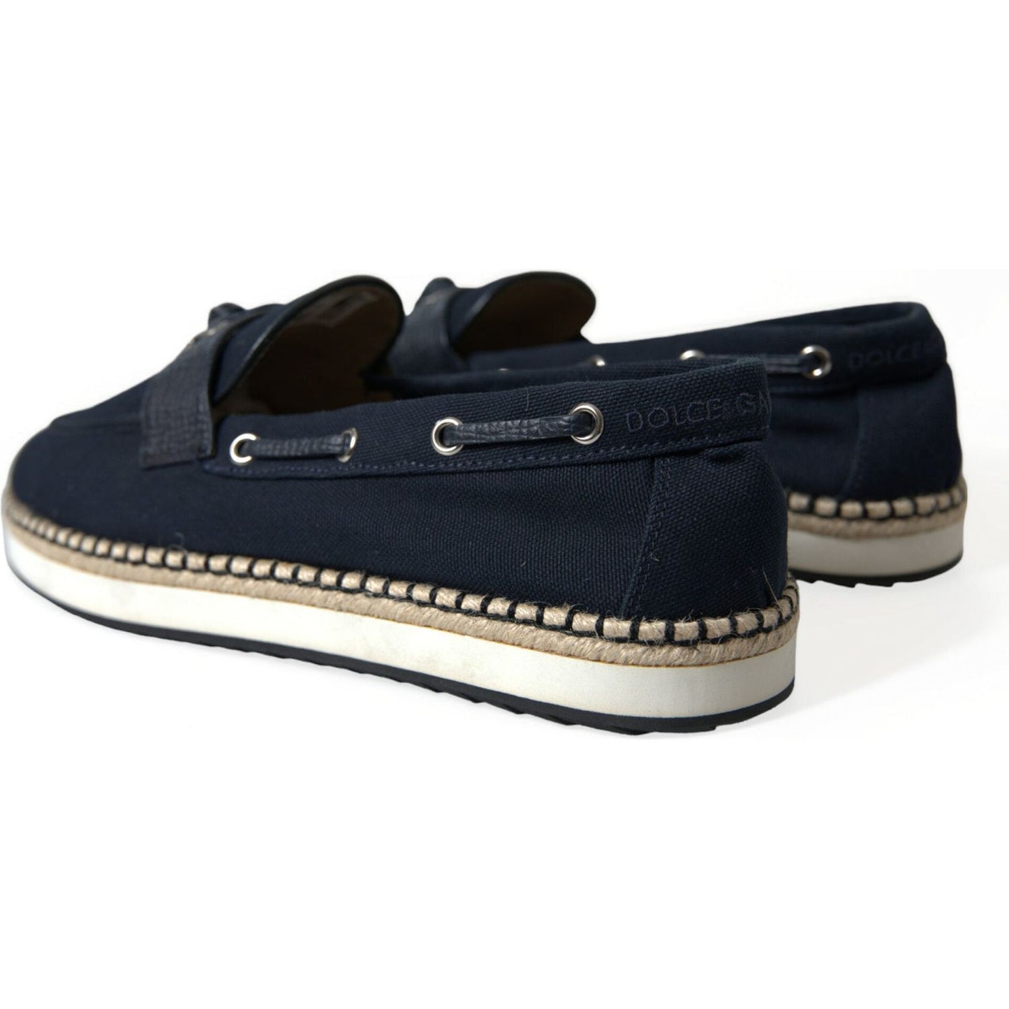 Dolce & Gabbana Elegant Navy Blue Fabric Loafers navy-blue-slip-on-men-moccasin-loafers-shoes