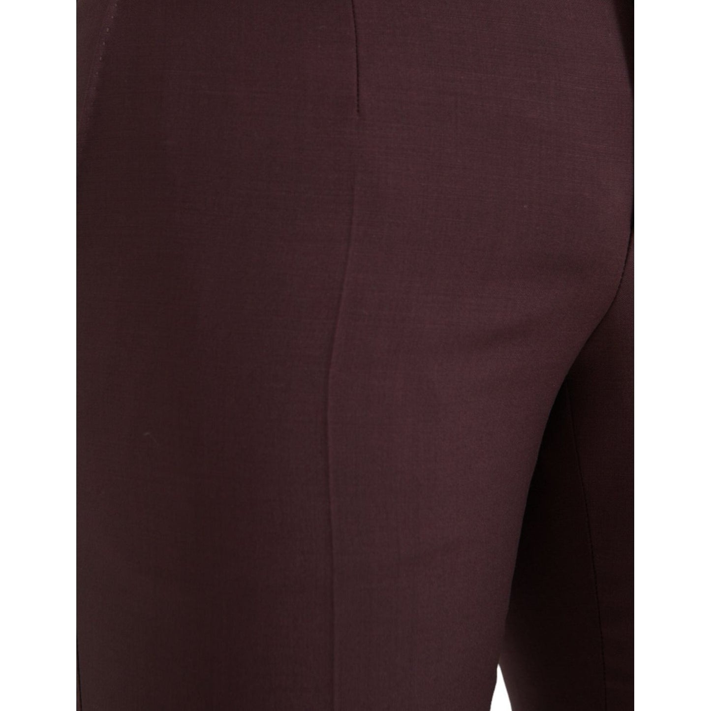 Dolce & Gabbana Maroon Wool Men Slim Fit Dress Pants maroon-wool-men-slim-fit-dress-pants