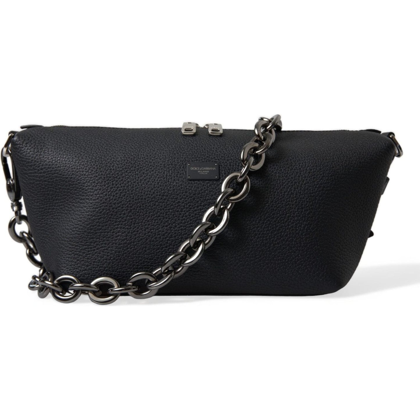 Dolce & Gabbana | Elegant Black Leather Shoulder Bag| McRichard Designer Brands   