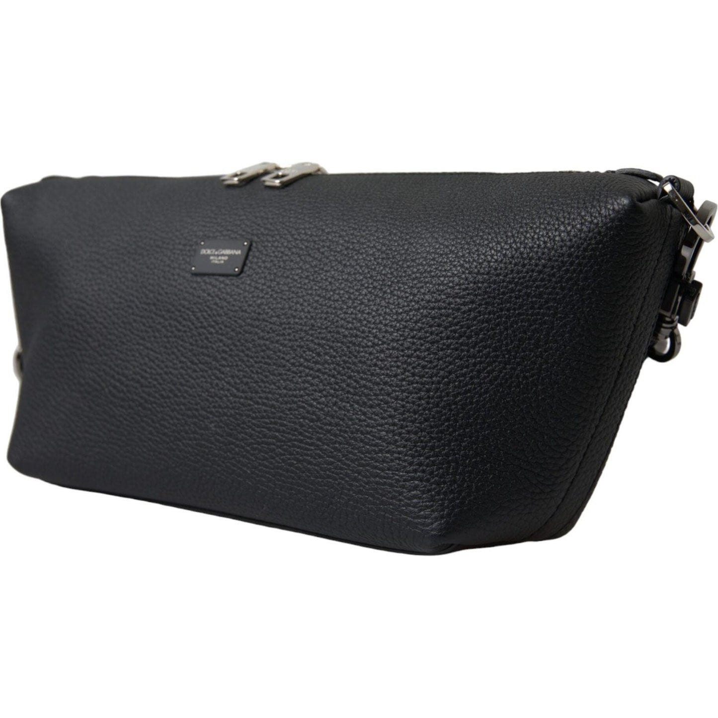 Dolce & Gabbana Elegant Black Leather Shoulder Bag black-leather-chain-strap-baguette-shoulder-bag