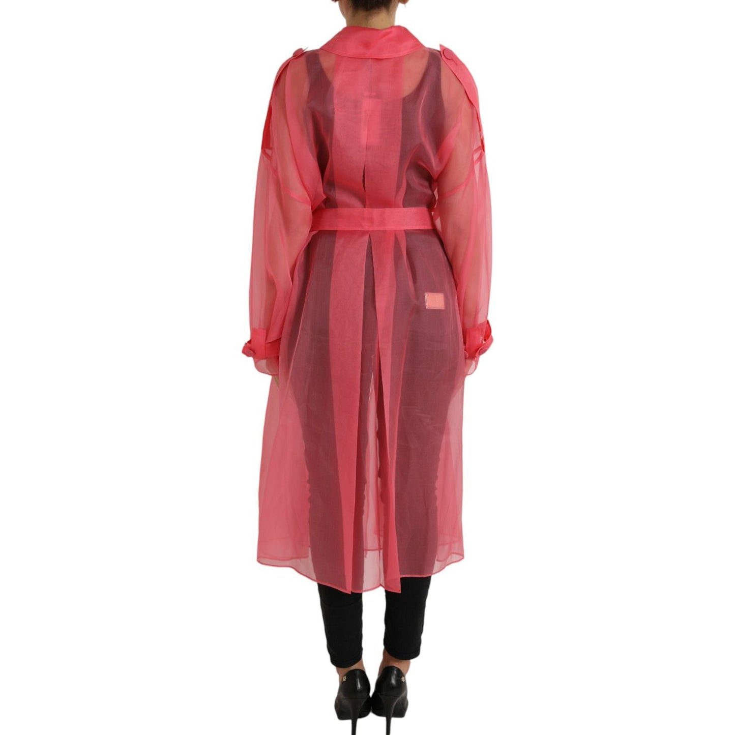 Dolce & Gabbana Elegant Pink Silk Long Jacket elegant-pink-silk-long-jacket
