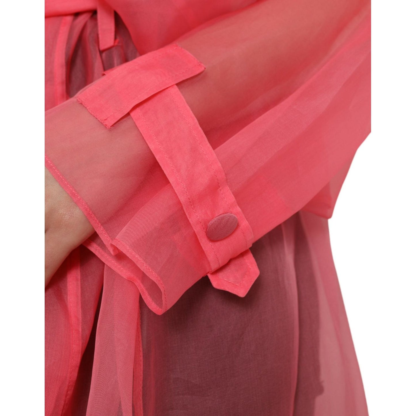 Elegant Pink Silk Long Jacket