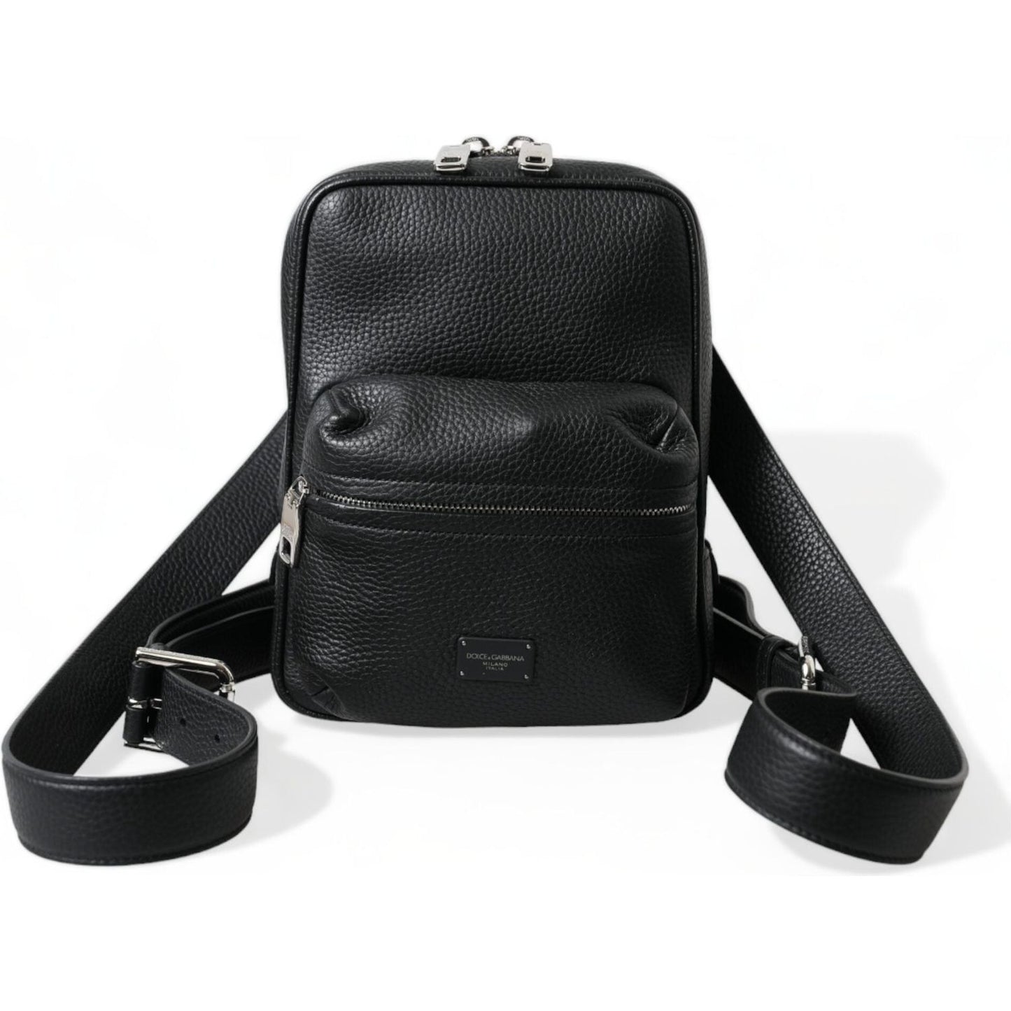 Dolce & Gabbana Chic Black Calf Leather Small Backpack black-calfskin-leather-logo-palermo-backpack-bag