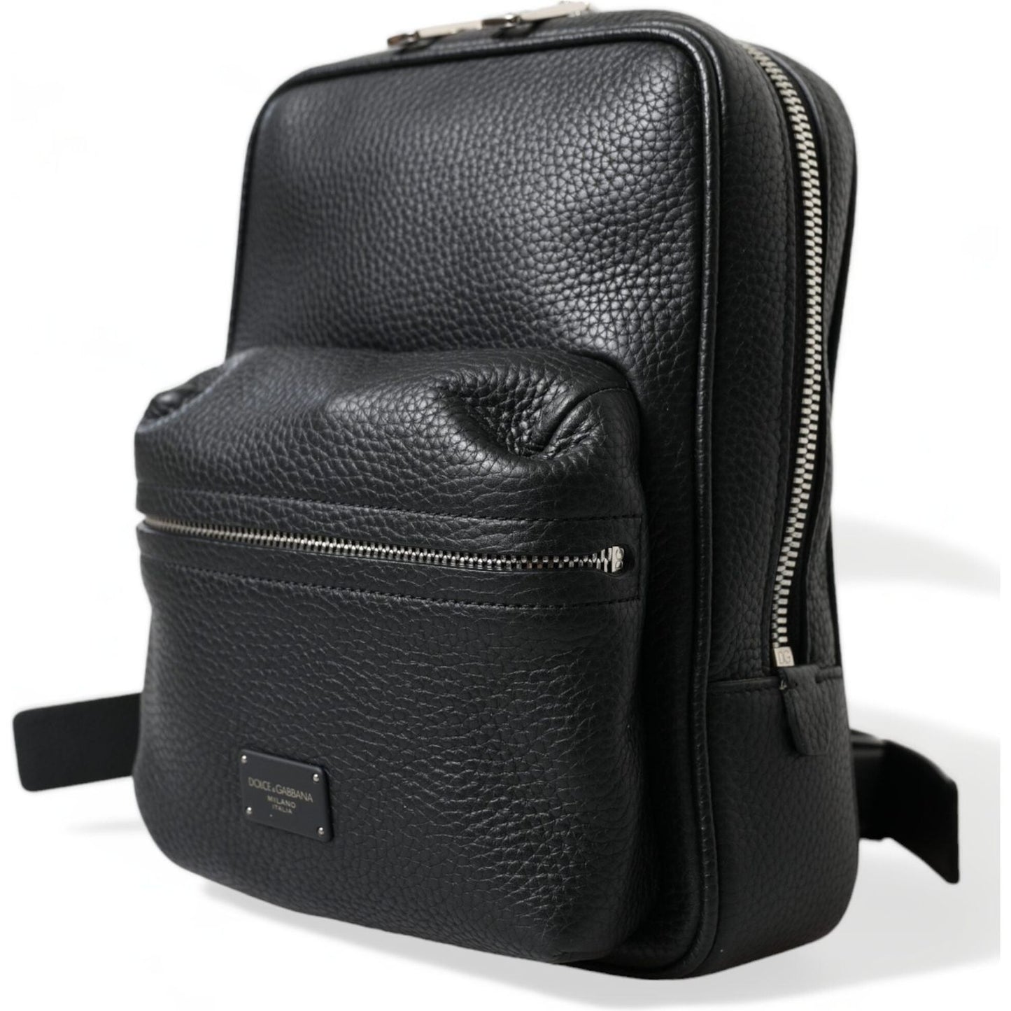 Dolce & Gabbana | Chic Black Calf Leather Small Backpack| McRichard Designer Brands   