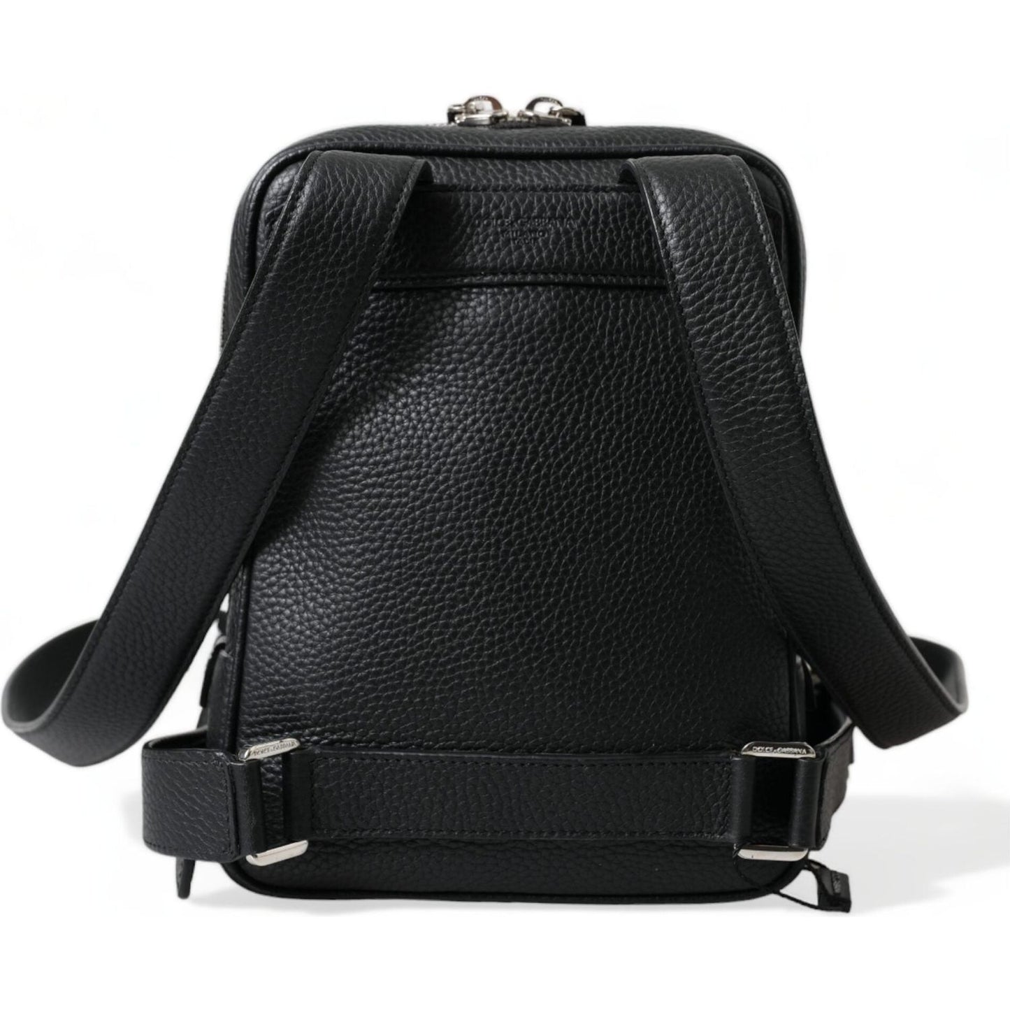 Dolce & Gabbana | Chic Black Calf Leather Small Backpack| McRichard Designer Brands   