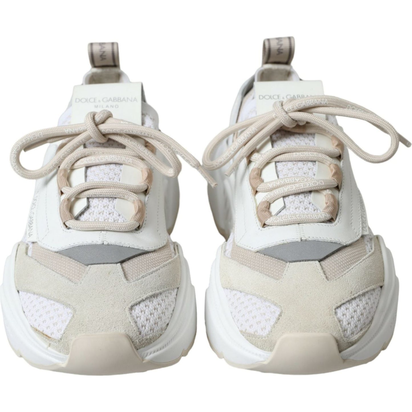 Dolce & Gabbana Chic Colorful Daymaster Sneakers beige-white-daymaster-low-top-leather-sneakers-shoes