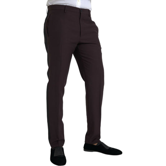 Dolce & Gabbana Dark Brown Wool Slim Fit Pants dark-brown-wool-slim-fit-pants
