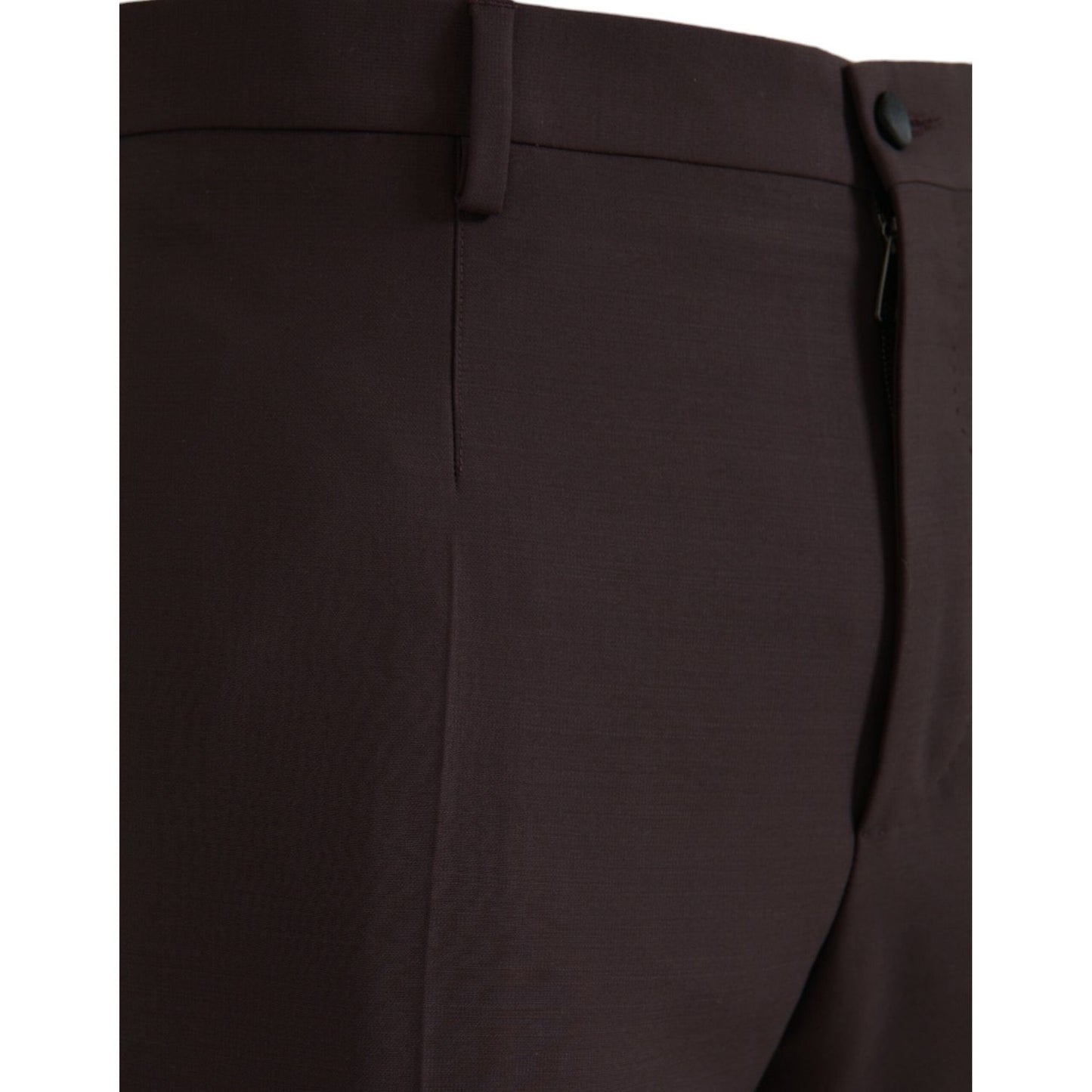 Dolce & Gabbana Dark Brown Wool Slim Fit Pants dark-brown-wool-slim-fit-pants