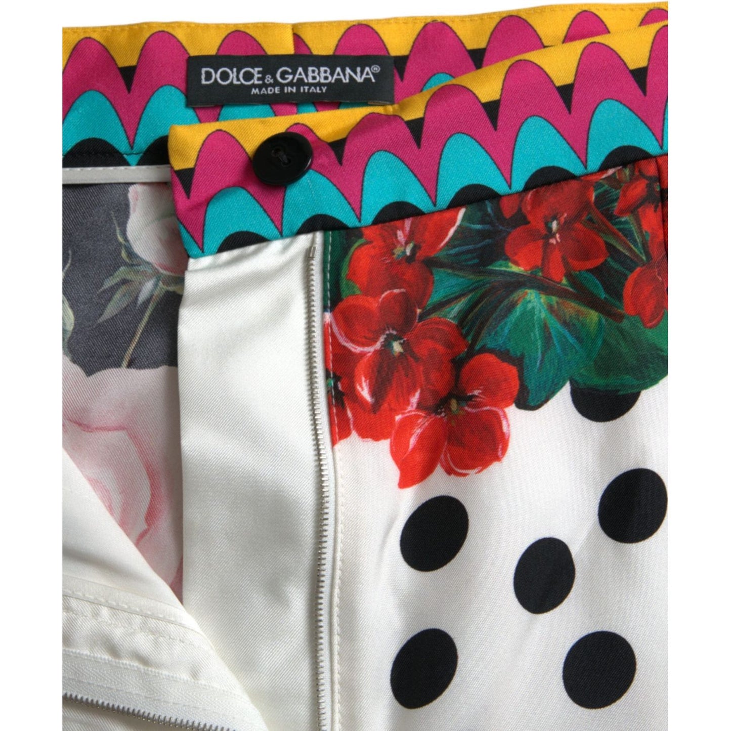 Dolce & Gabbana Multicolor Silk High Waist Hot Pants multicolor-silk-high-waist-hot-pants