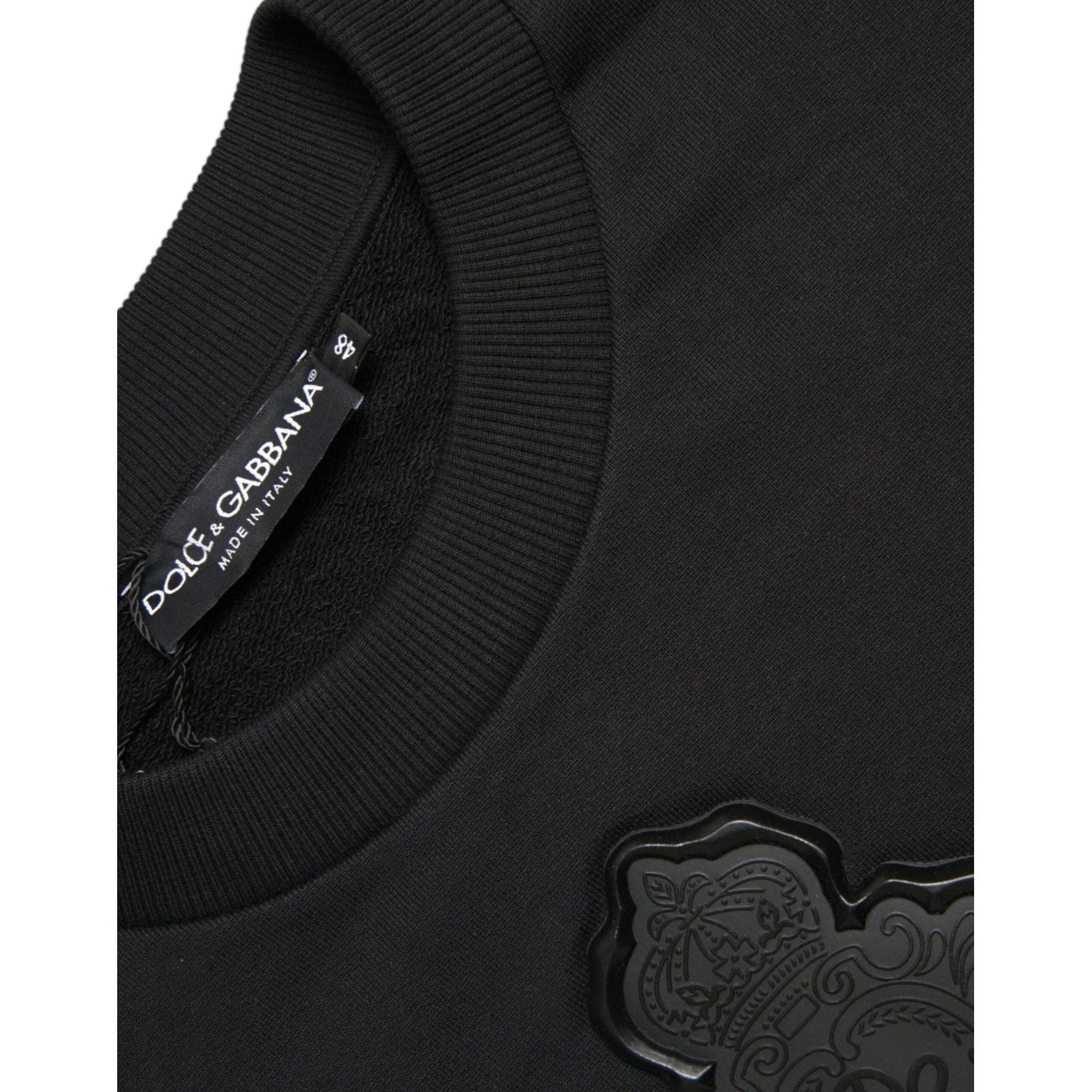 Dolce & Gabbana Elegant Black Cotton Pullover Sweater black-cotton-round-neck-pullover-logo-sweater
