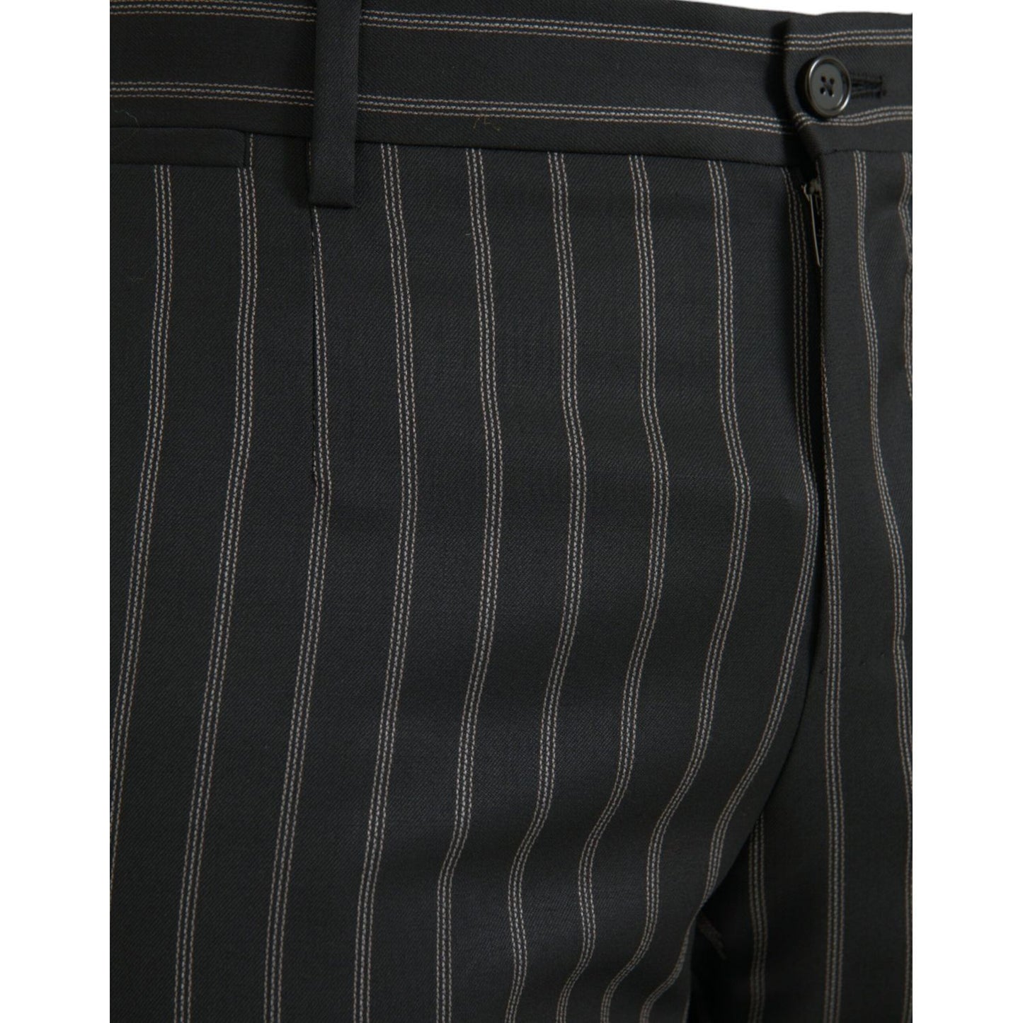 Dolce & Gabbana Black Striped Wool Skinny Dress Pants black-striped-wool-skinny-dress-pants
