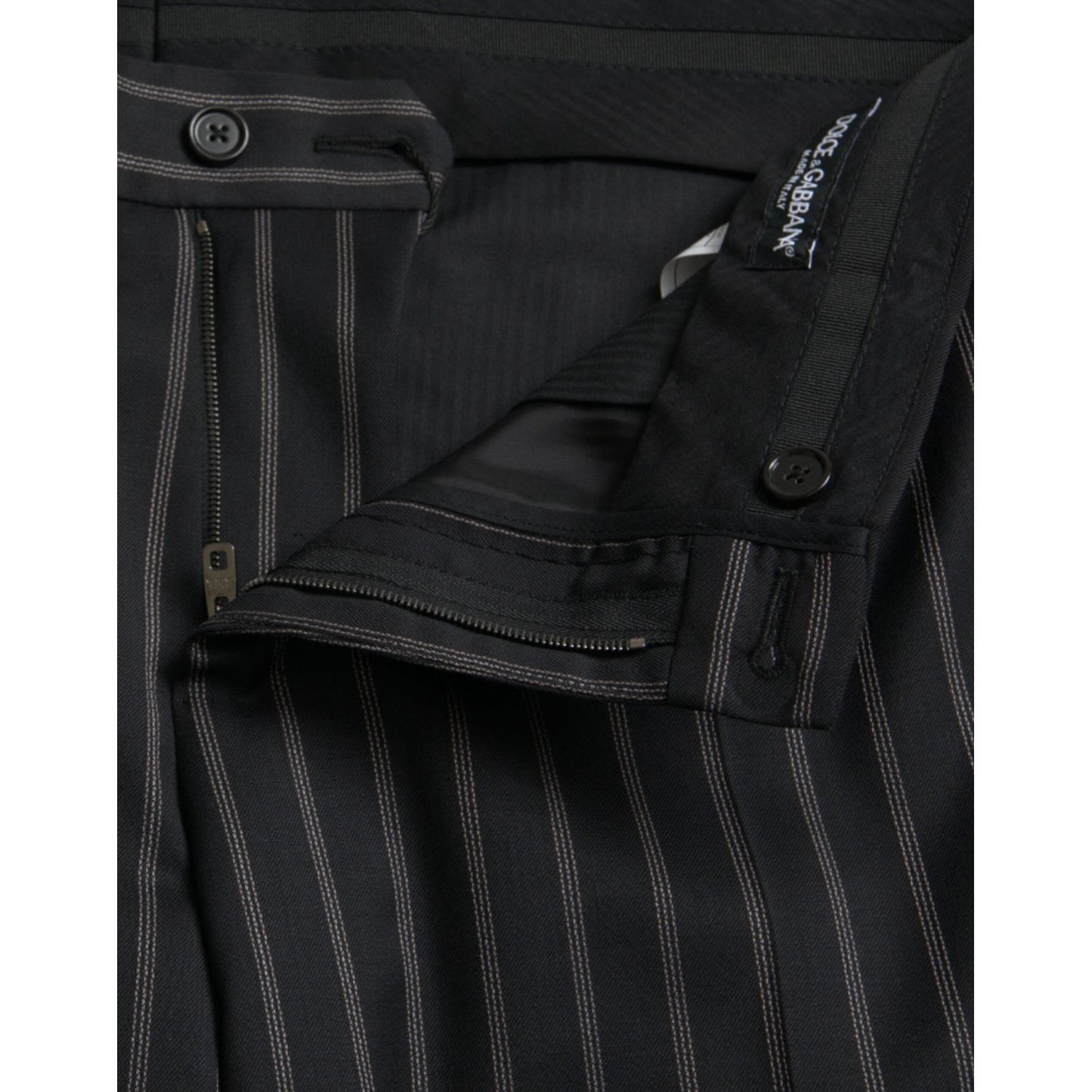 Dolce & Gabbana Black Striped Wool Skinny Dress Pants black-striped-wool-skinny-dress-pants