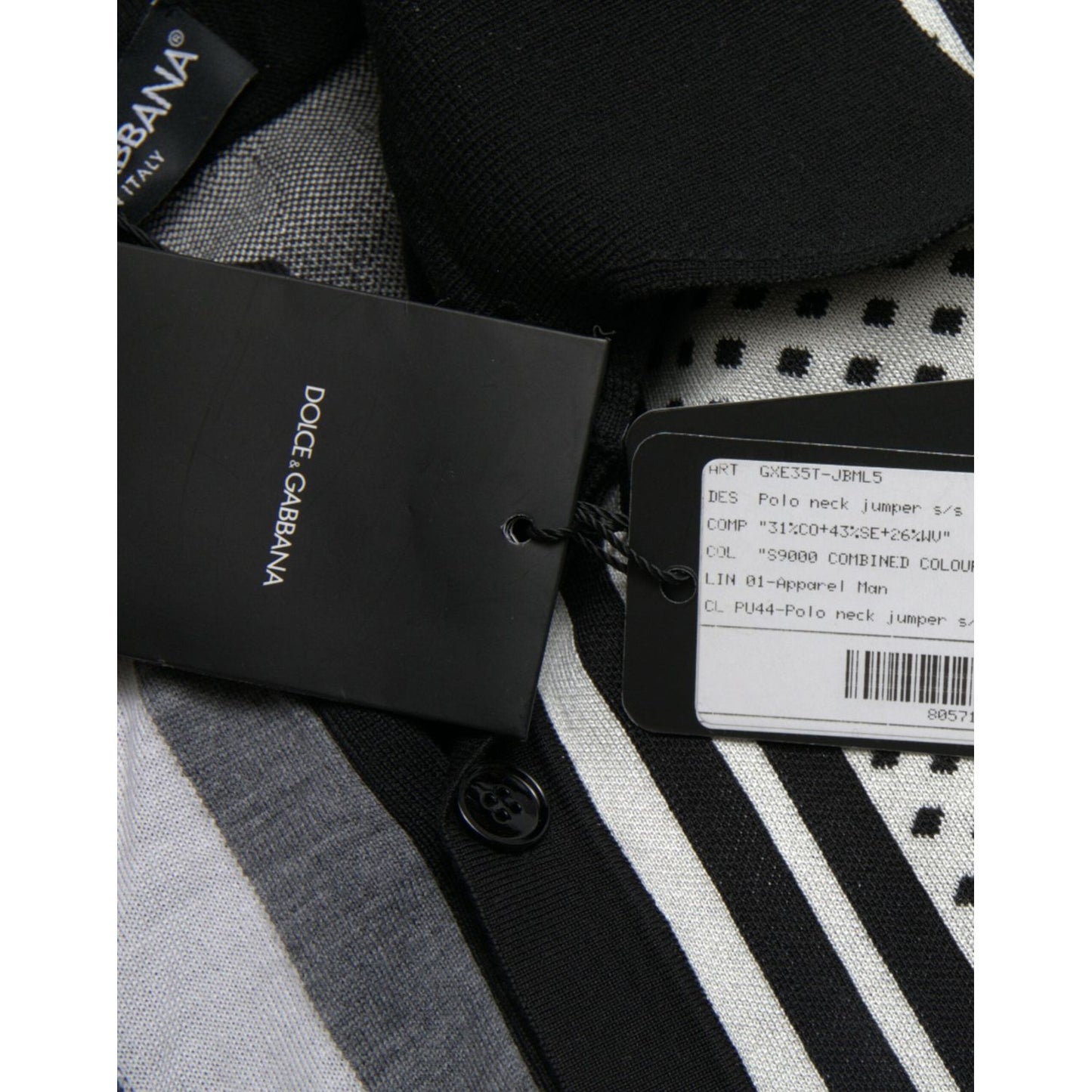 Dolce & Gabbana Elegant Striped Silk Blend Cardigan black-white-jumper-cardigan-polo-sweater