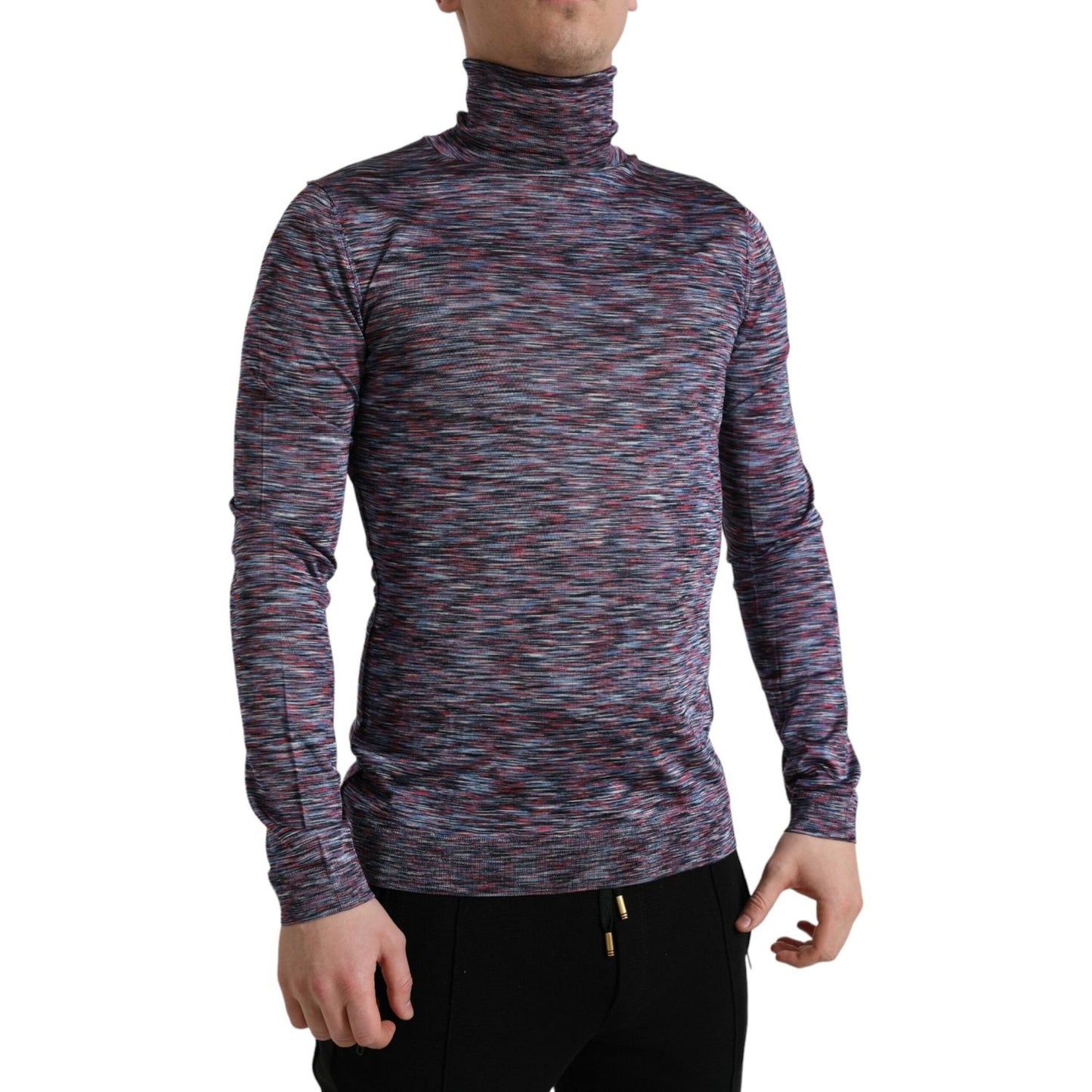Dolce & Gabbana Elegant Turtleneck Pullover Sweater in Blue Purple blue-purple-turtleneck-pullover-sweater