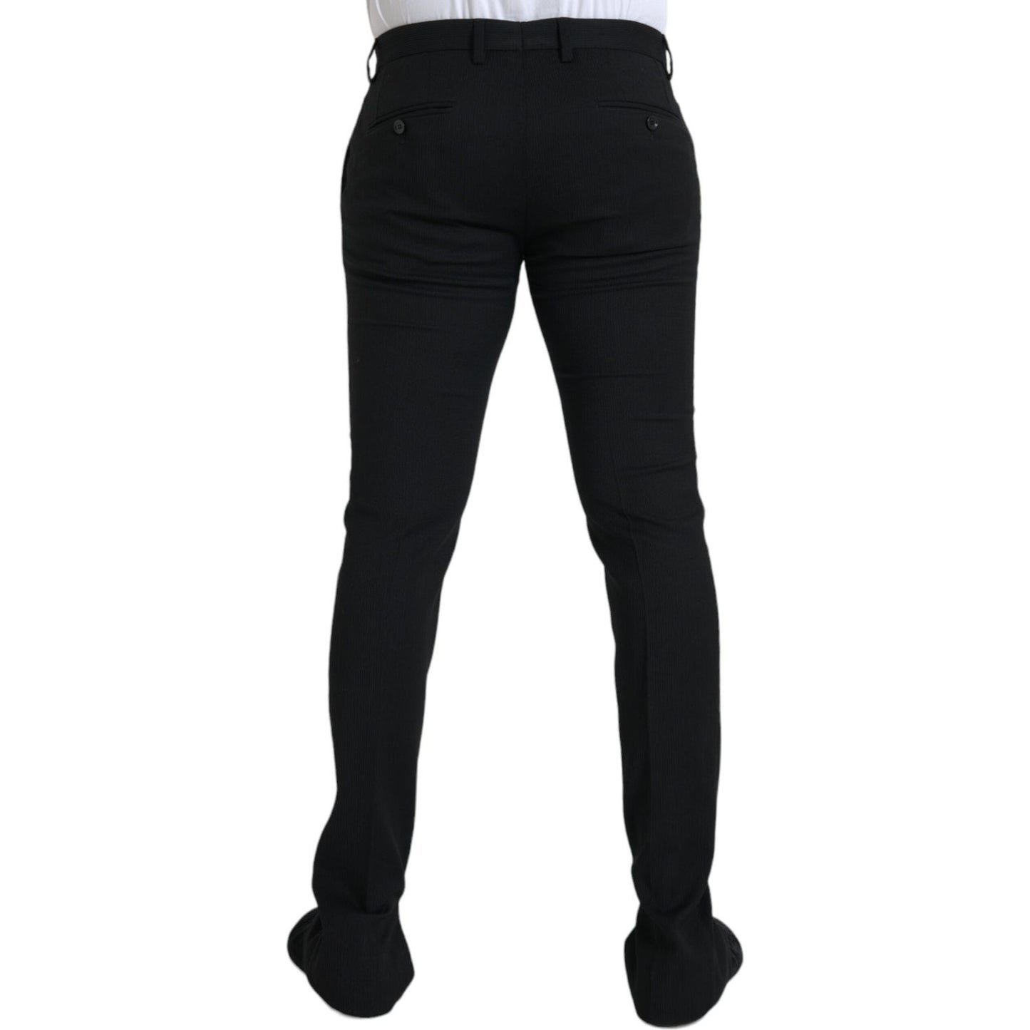 Dolce & Gabbana Black Wool Stretch Men Skinny Pants black-wool-stretch-men-skinny-pants