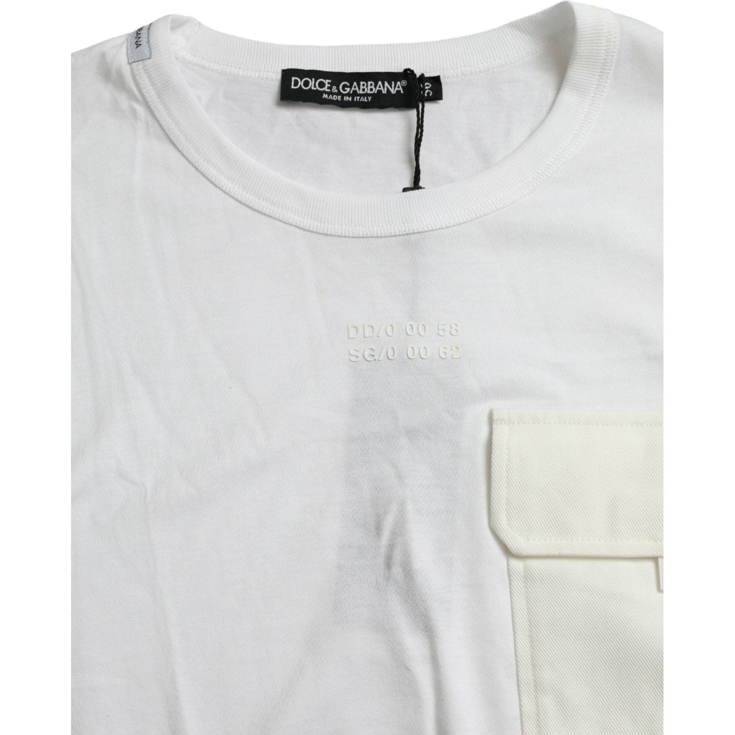 Dolce & Gabbana | Elegant White Crew Neck Cotton Tee| McRichard Designer Brands   