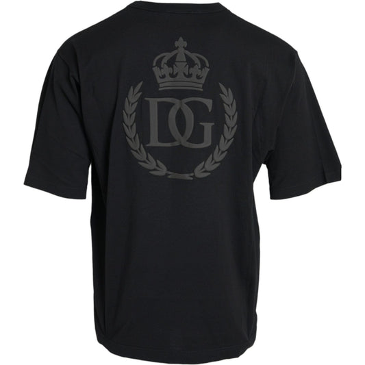 Dolce & Gabbana Black Logo Embossed Crew Neck Short Sleeves T-shirt black-logo-embossed-crew-neck-short-sleeves-t-shirt