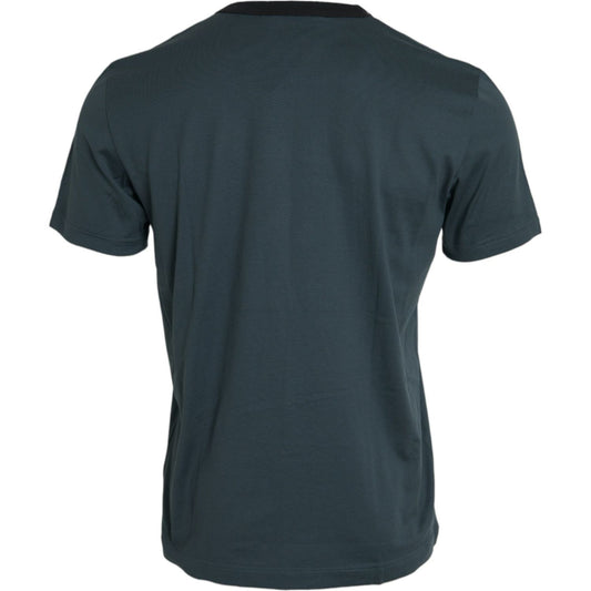 Blue Logo Print Crewneck Short Sleeve T-shirt