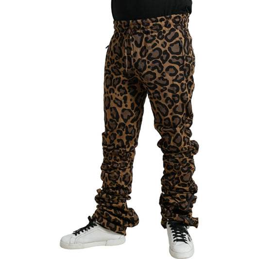 Dolce & Gabbana Chic Leopard Print Jogger Pants brown-leopard-jacquard-jogger-pants