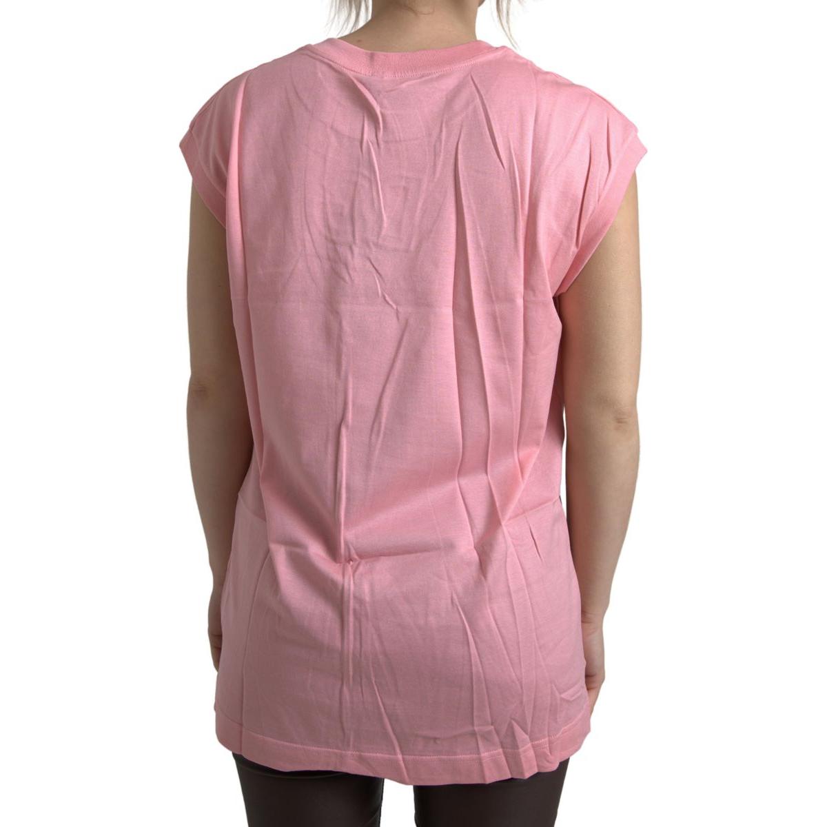 Dolce & Gabbana Elegant Pink Cotton Crew Neck Tank Top pink-cotton-dg-logo-crew-neck-tank-t-shirt