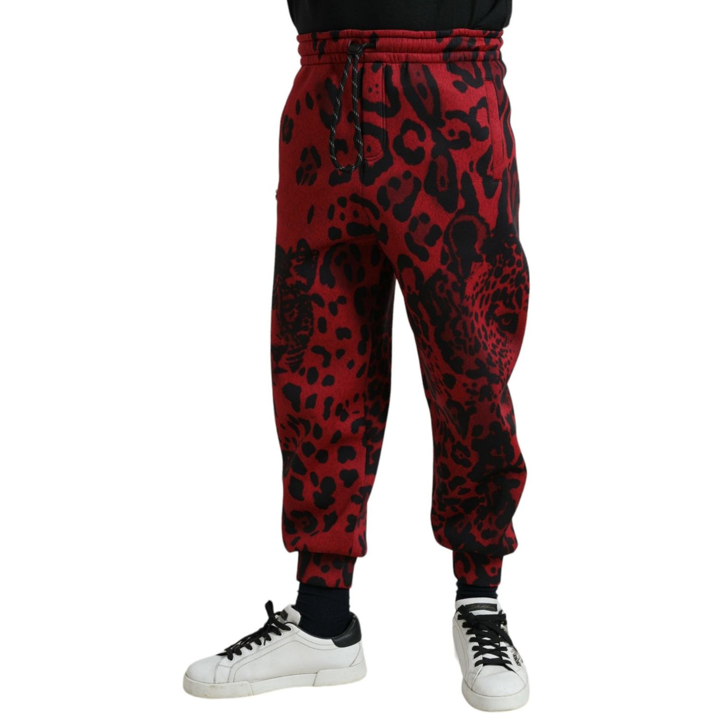 Dolce & Gabbana Elegant Leopard Print Joggers red-black-leopard-print-stretch-jogger-pants
