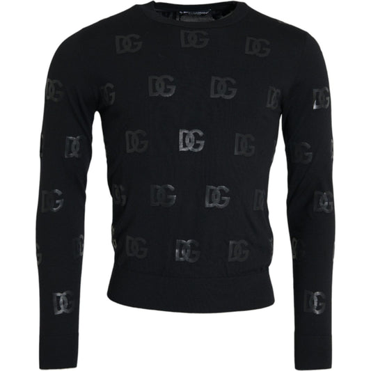 Dolce & Gabbana Black DG Logo Pullover Sweatshirt Sweater black-dg-logo-pullover-sweatshirt-sweater