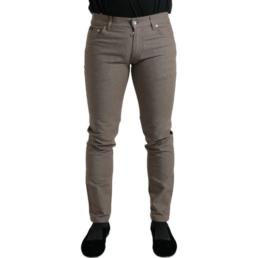 Dolce & Gabbana Elegant Brown Cotton Stretch Skinny Pants brown-cotton-stretch-skinny-men-pants
