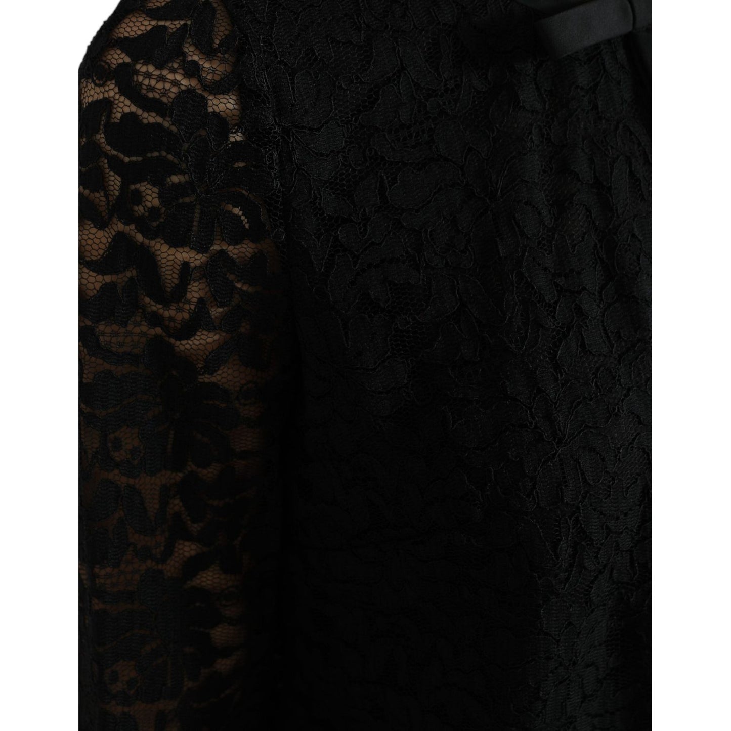 Dolce & Gabbana Elegant Floral Lace Long Sleeve Top black-staff-blouse-floral-lace-nylon-top