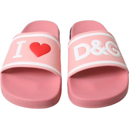 Dolce & Gabbana | Chic Pink Calf Leather Slide Flats| McRichard Designer Brands   