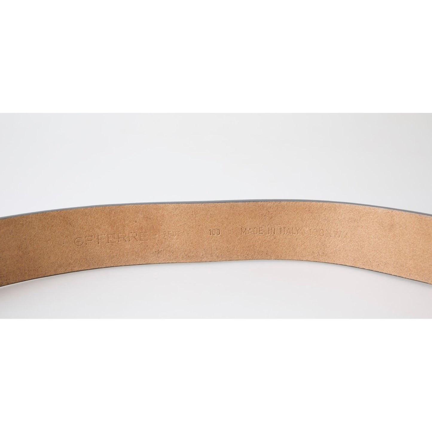 GF Ferre Elegant Leather Fashion Belt with Engraved Buckle brown-leather-fashion-logo-buckle-waist-belt