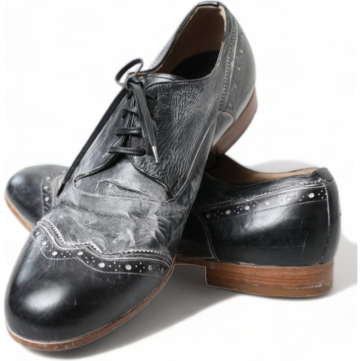 Dolce & Gabbana Elegant Leather Derby Dress Shoes black-leather-lace-up-formal-derby-dress-shoes-1