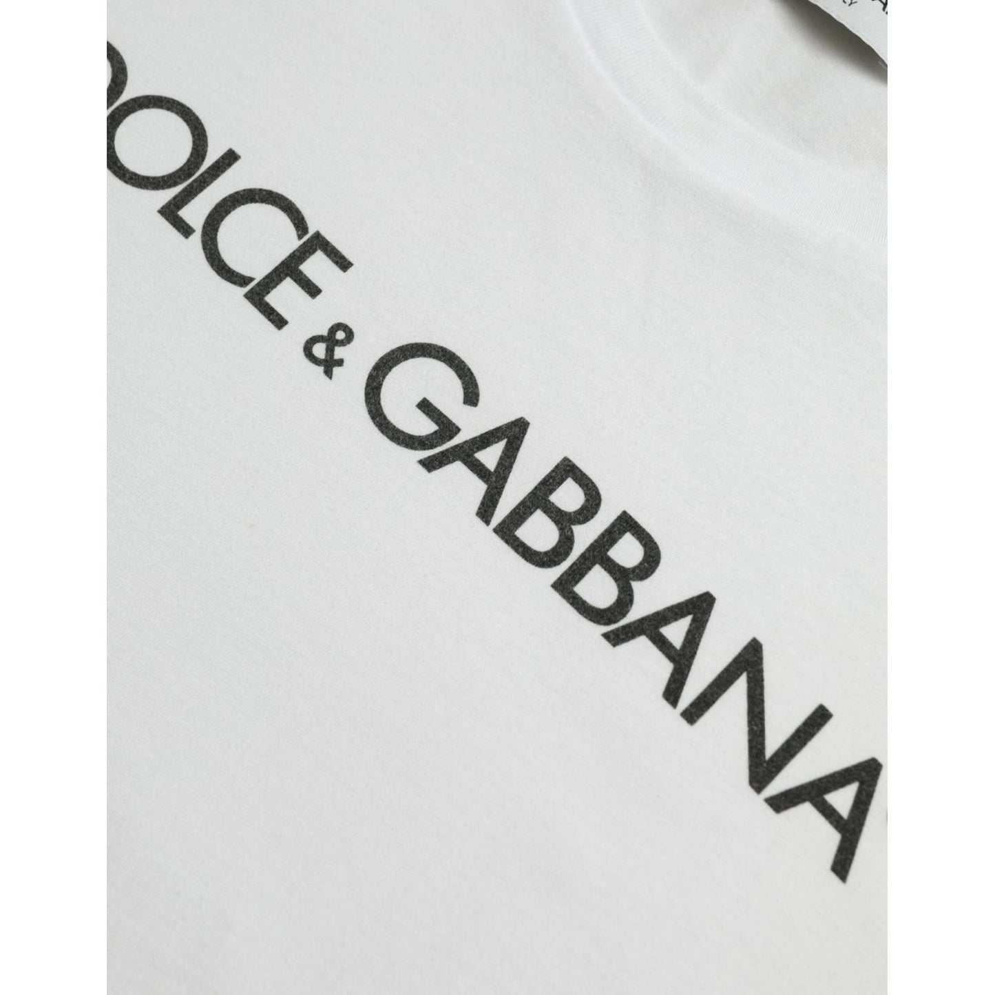 Dolce & Gabbana White Logo Print Cotton Crew Neck T-shirt white-logo-print-cotton-crew-neck-t-shirt