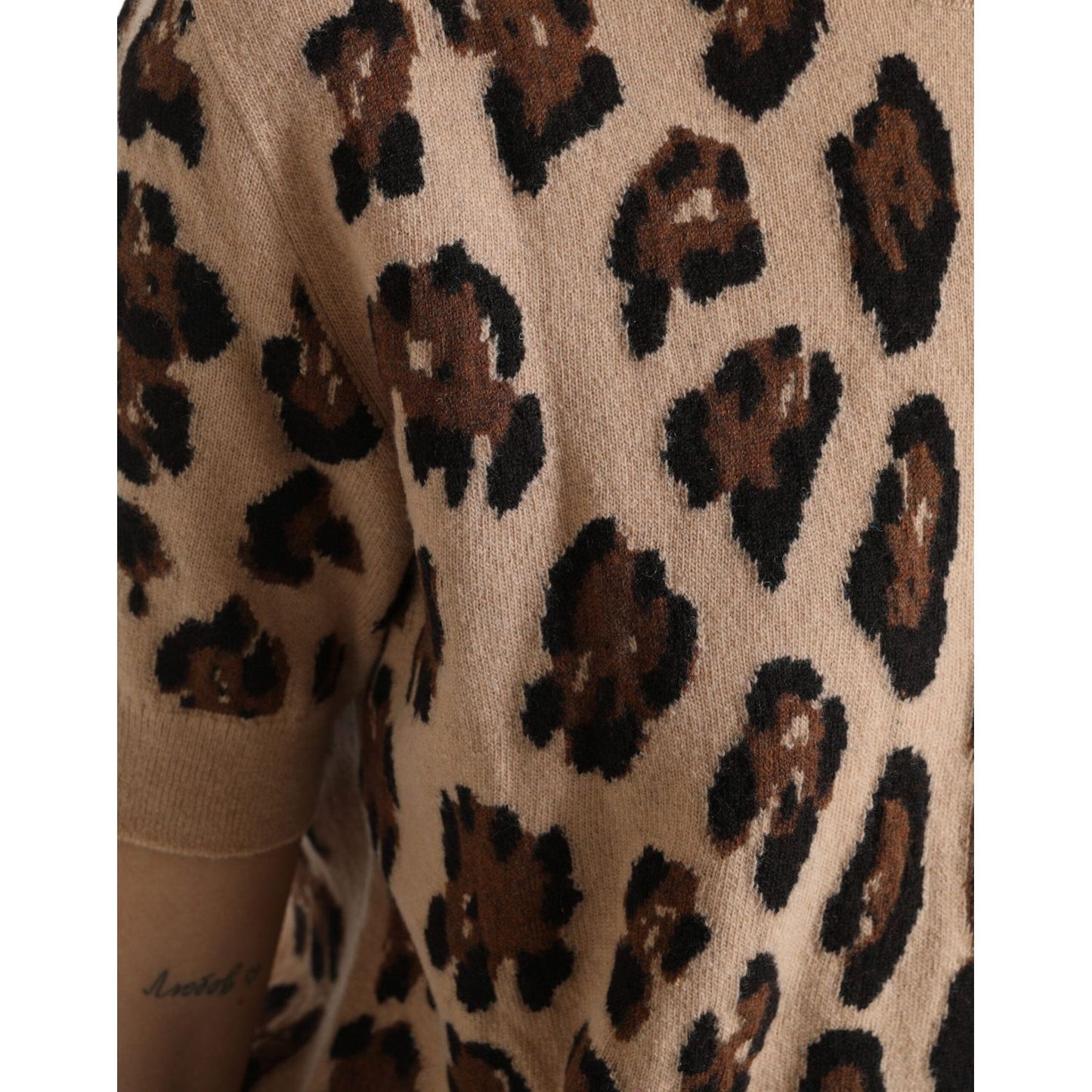 Dolce & Gabbana Elegant Beige Leopard Turtleneck Wool Top beige-leopard-print-wool-turtleneck-top