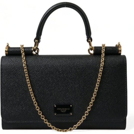 Dolce & Gabbana | Elegant Leather Chain-Strapped Phone Case| McRichard Designer Brands   