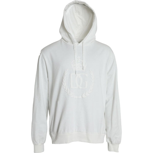 Dolce & GabbanaWhite Cotton Hooded Sweatshirt Pullover SweaterMcRichard Designer Brands£359.00