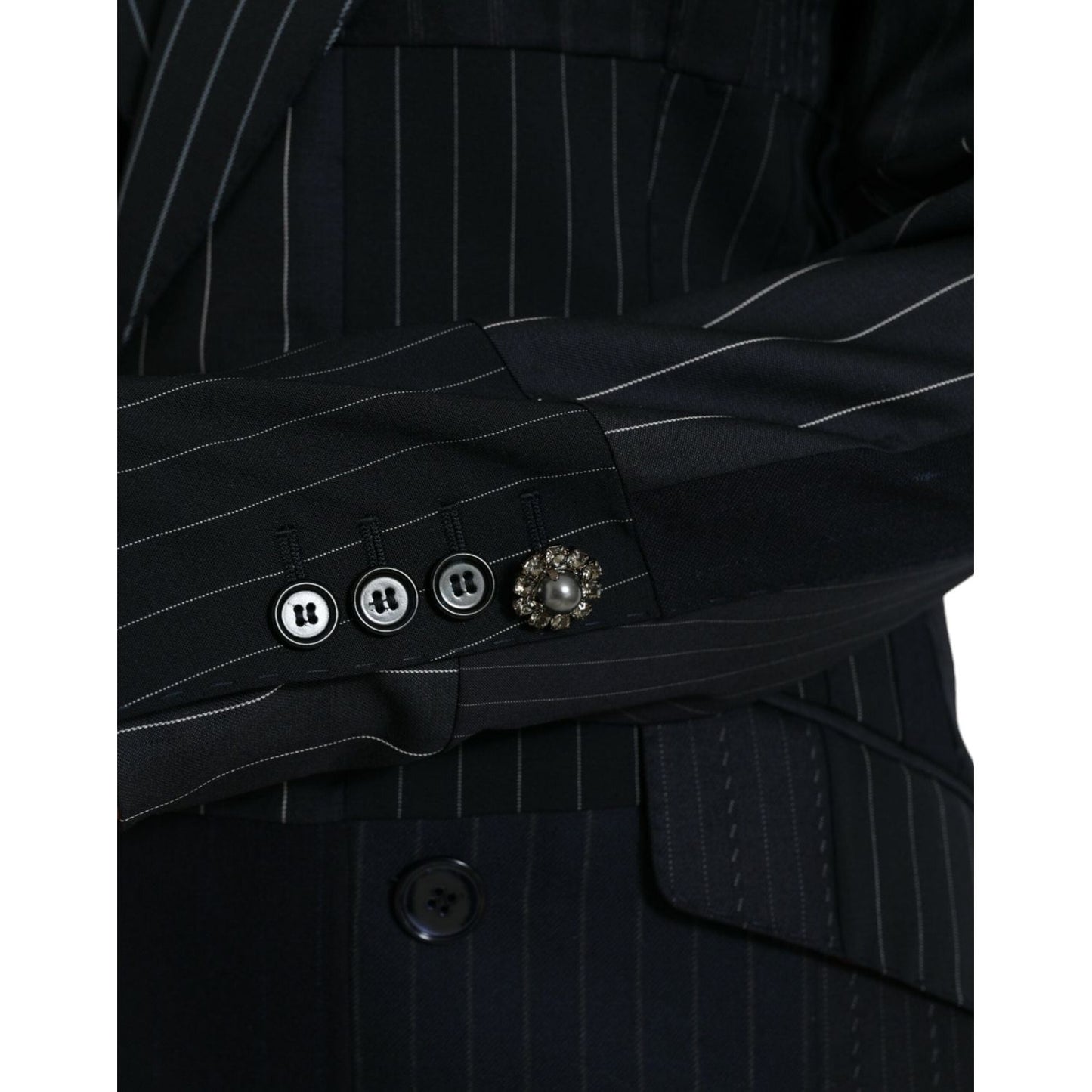 Dolce & Gabbana Elegant Striped Virgin Wool Blazer black-striped-wool-doublebreasted-coat-jacket-1