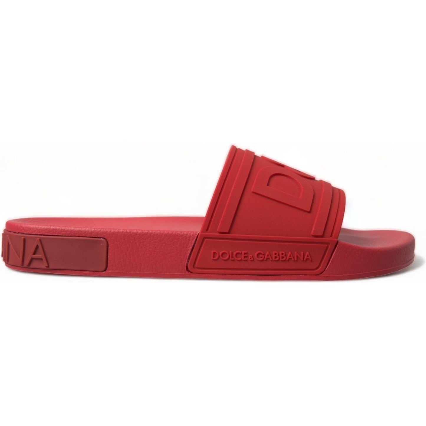 Dolce & Gabbana Radiant Red Men's Slide Sandals red-rubber-summer-beach-slides-sandals