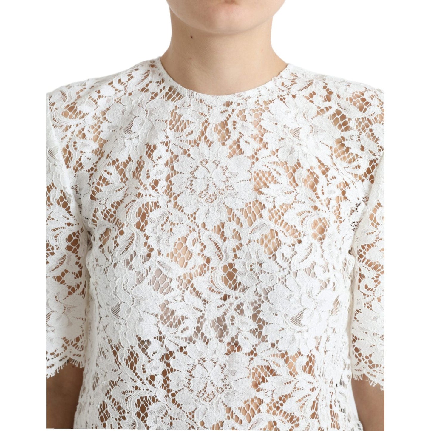 Dolce & Gabbana Elegant White Lace Blouse elegant-white-lace-blouse