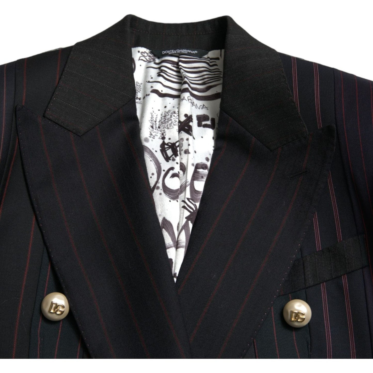 Dolce & Gabbana Elegant Striped Double Breasted Wool Blazer black-striped-sicilia-double-breasted-jacket