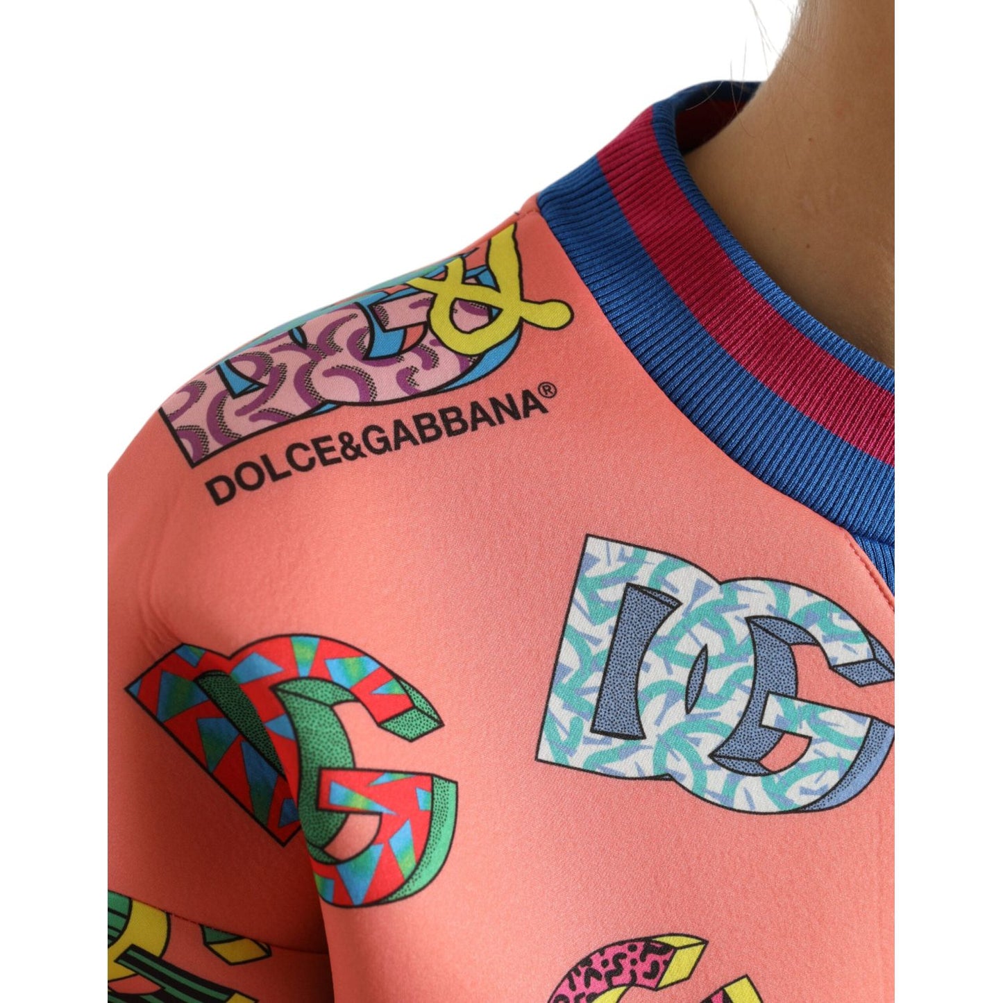 Dolce & Gabbana Salmon Pink Logo Sweater - Crew Neck Elegance salmon-pink-logo-print-sweatshirt-sweater